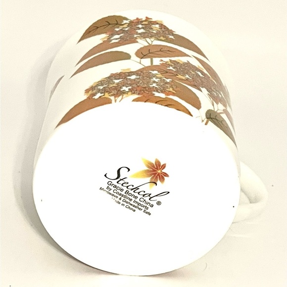 Stechcol Gracie Bone China Black Gold Autumn Mug 12oz Teacup Floral Botanical - Picture 3 of 6
